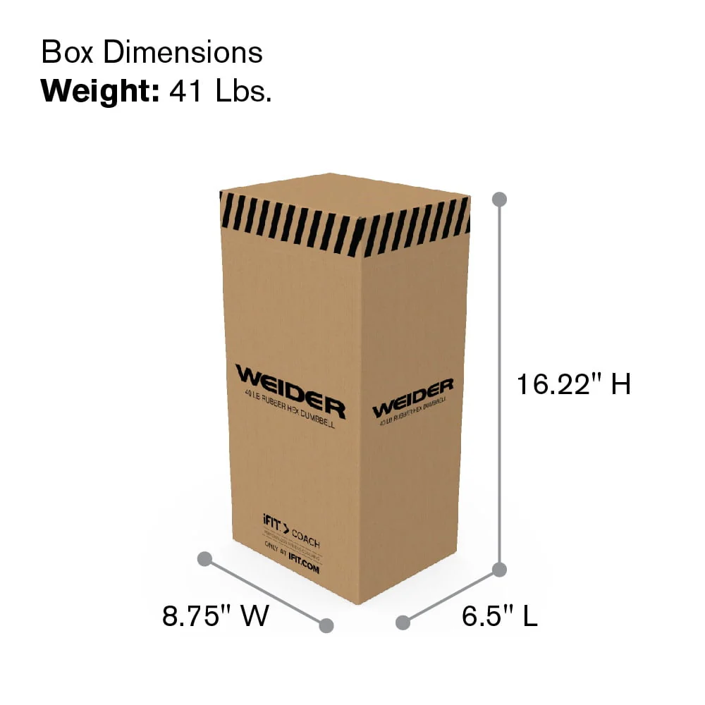 Weider, 25lb Rubber Hex Dumbbell, Single