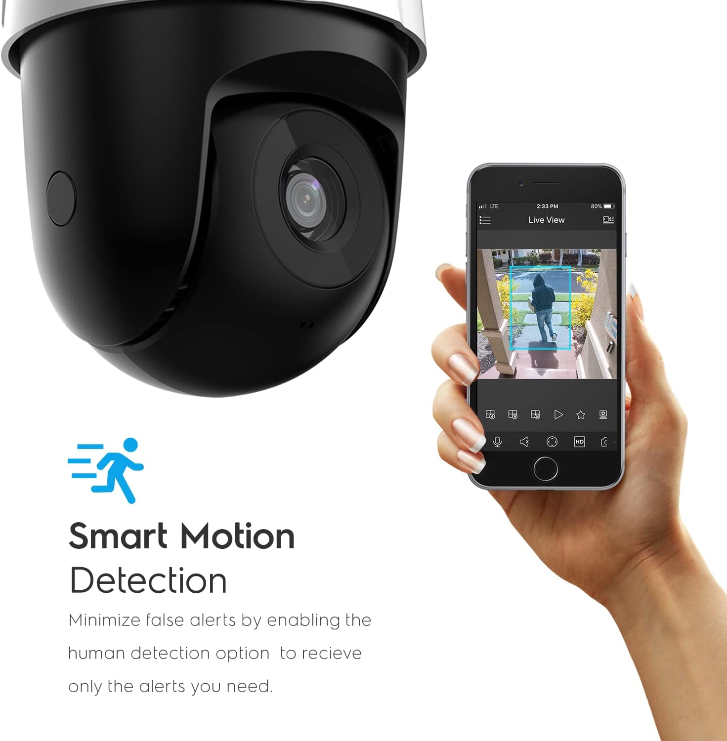 Amcrest 5MP UltraHD Mini AI Outdoor WiFi Camera, Security IP Camera with Two-Way Audio, 98ft Full Color Nightvision, Remote Viewing, 5-Megapixel, Wide 106° FOV, IP5M-1190W (White)