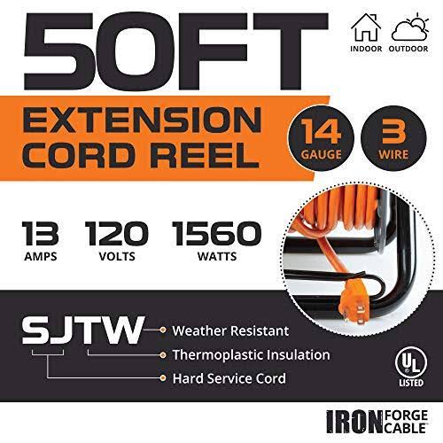 50 ft Extension Cord Reel with 4 Electrical Power Outlets