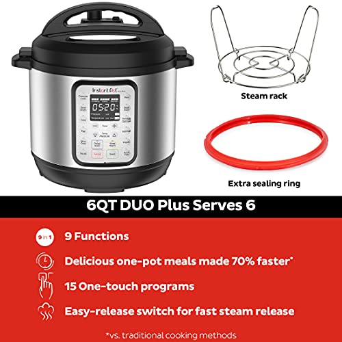 Instant Stainless Steel Duo Plus 9-In-1 Electric Dishwasher Safe Outer Lid Automatic pressure cooker