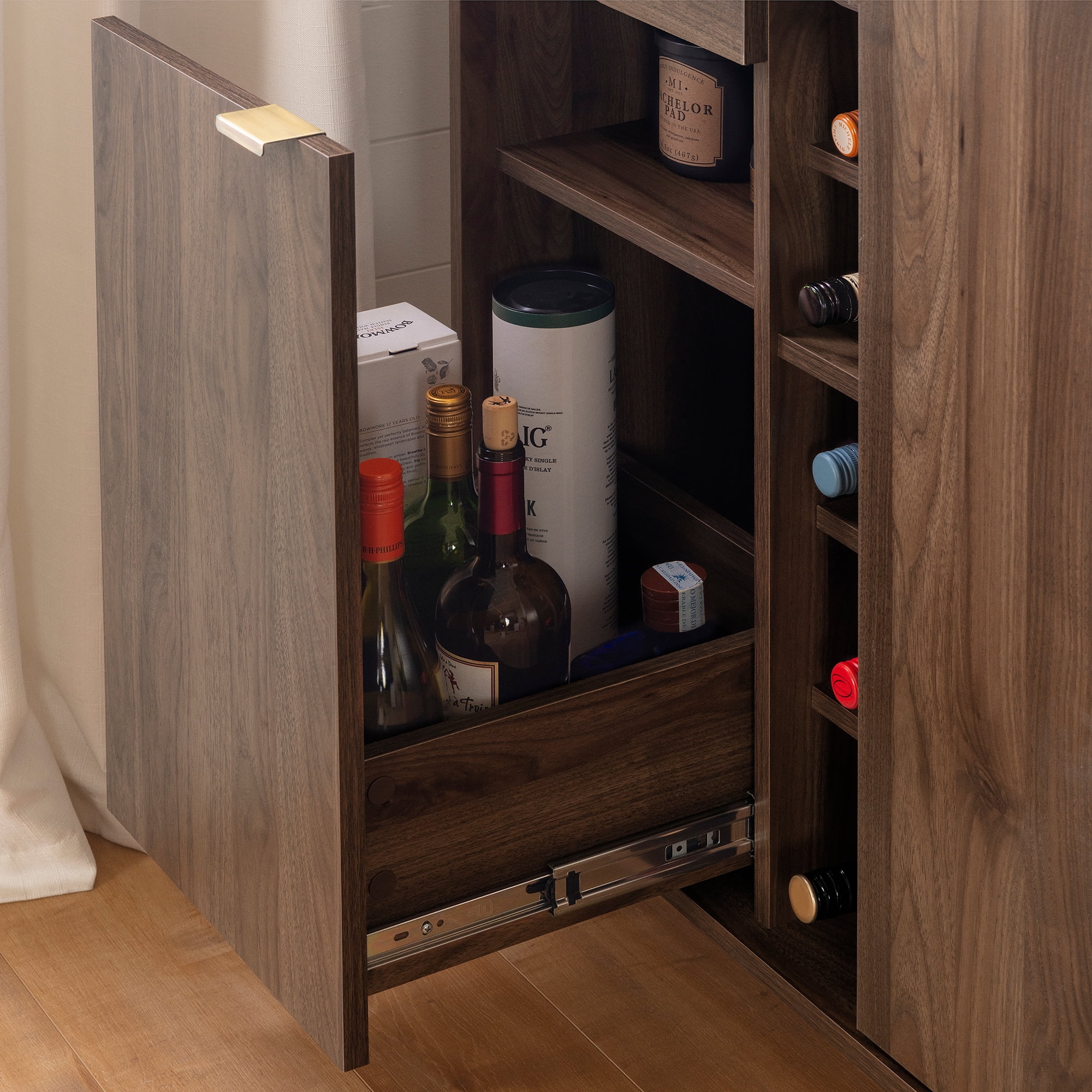 South Shore Hype Buffet with Strorage, Natural Walnut and Faux Carrara Marble