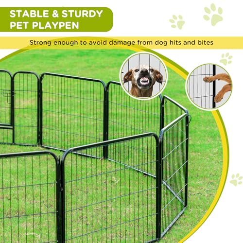 BestPet Dog Playpen Indoor 40 inch 16 Panels Metal Dog Pen Pet Dog Fence Outdoor Exercise Pen with Doors,Pet Puppy Playpen for RV Camping Yard, Black