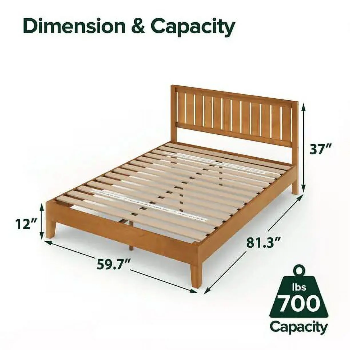 Zinus Alexia Deluxe Wood Platform Bed Frame with Headboard, Rustic Pine, Queen bed  bedroom furniture