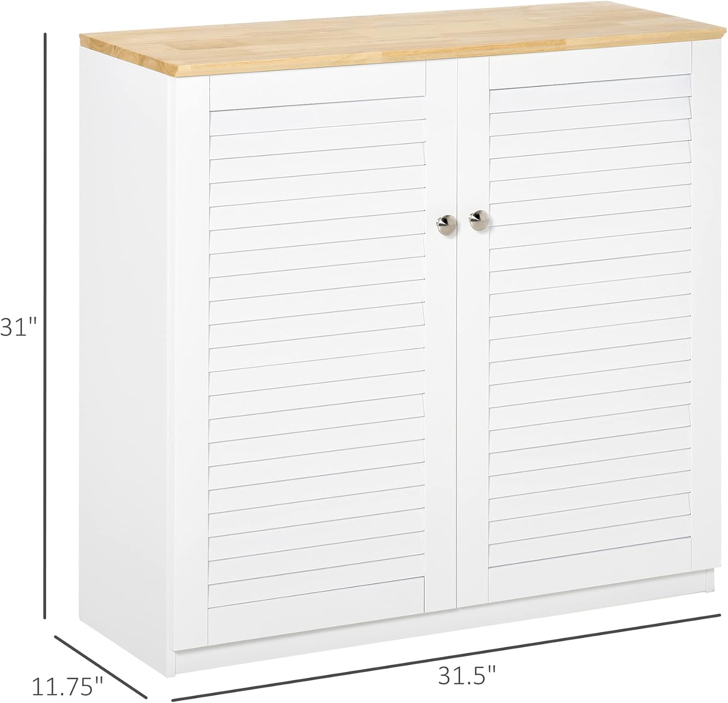 HOMCOM Storage Cabinet Kitchen Sideboard with Louvered Doors, Freestanding Floor Cabinet for Living Room, Hallway, White