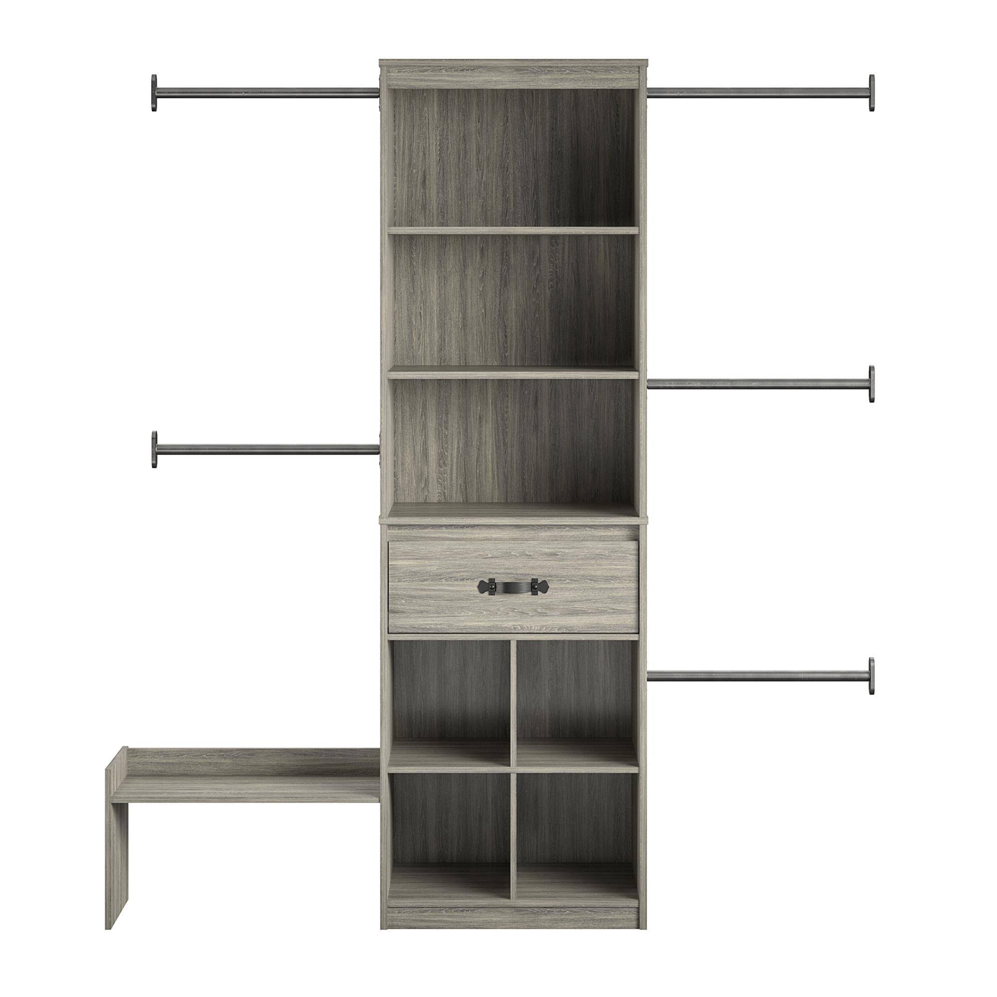 Little Seeds Nova Grow with Me Adjustable Kids Closet Organizer System - Grey Oak