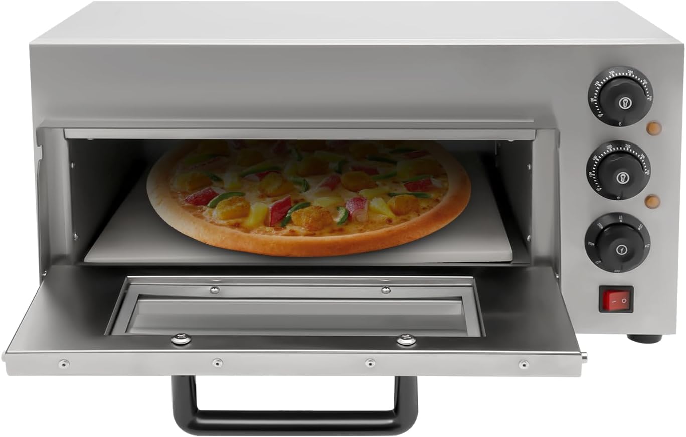 1300W Electric Pizza Oven, 16Inch Commercial Pizza Oven, Adjustable Temperature and Timer, Removable Cordierite Slate, Countertop Pizza Oven Pizza Cooker for Home Restaurant