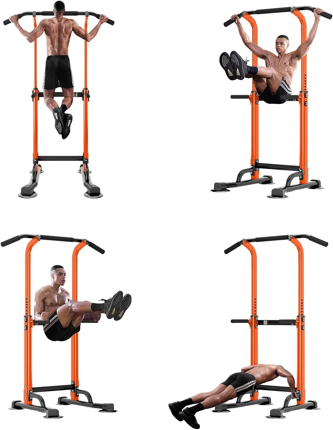 SOGES Height Adjustable Power Tower Dip Stands Pull up Bar Strength Training for Home Gym Black