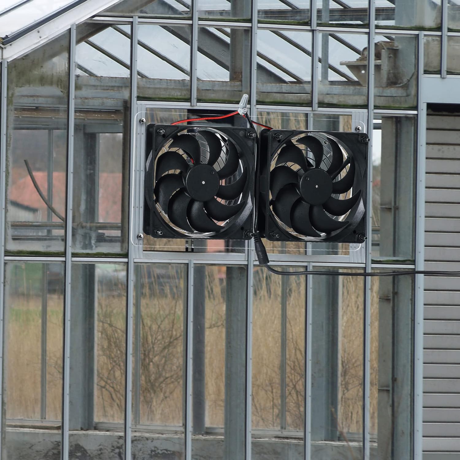 Solar Panel Fan Kit Waterproof Solar Powered Dual Fan 10W 12V Solar Exhaust Fan for Chicken Coop, Greenhouse, Dog House, Shed, Pet Houses, Window Exhaust, DIY Cooling Ventilation Projects Pack of 2
