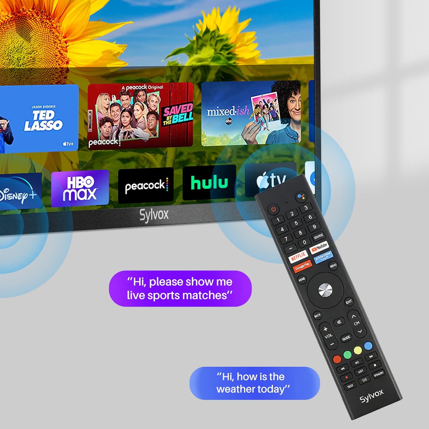 SYLVOX 43'' Outdoor Smart TV 4K UHD Ultra 2000NIT High Brightness HDR TV, Waterproof Built-in Chromecast, with Wireless Connection & WiFi Function for Outdoor Strong Light Areas(Poolpro Series)