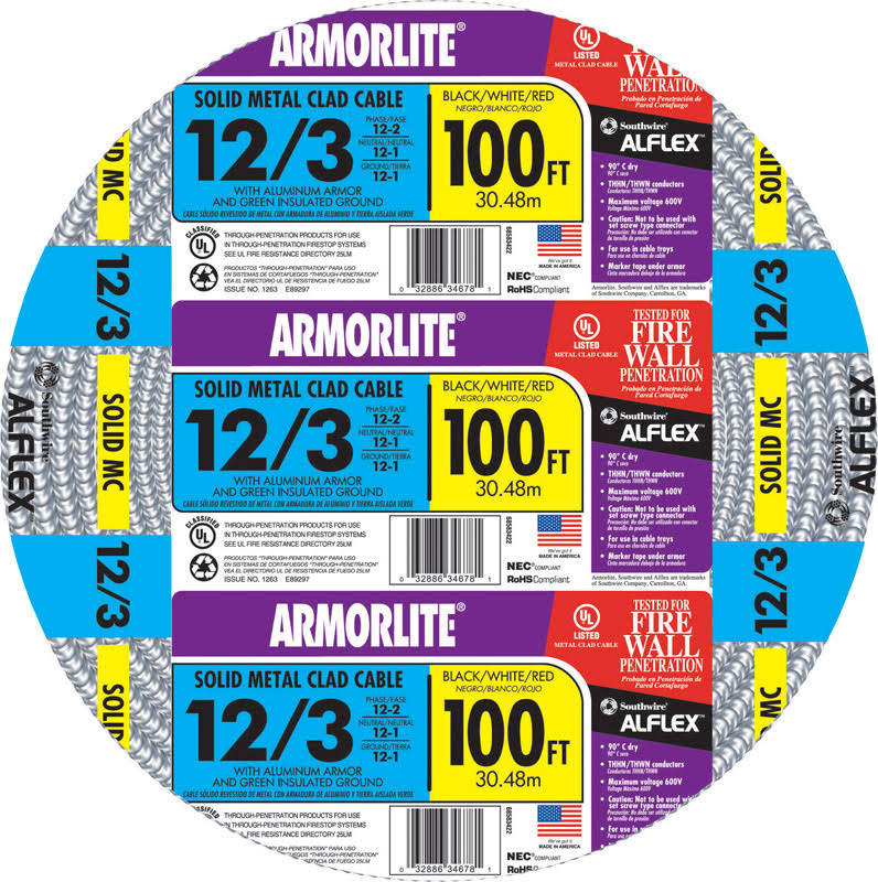 Southwire 100& 12/3 MC Aluminum Cable 68583423