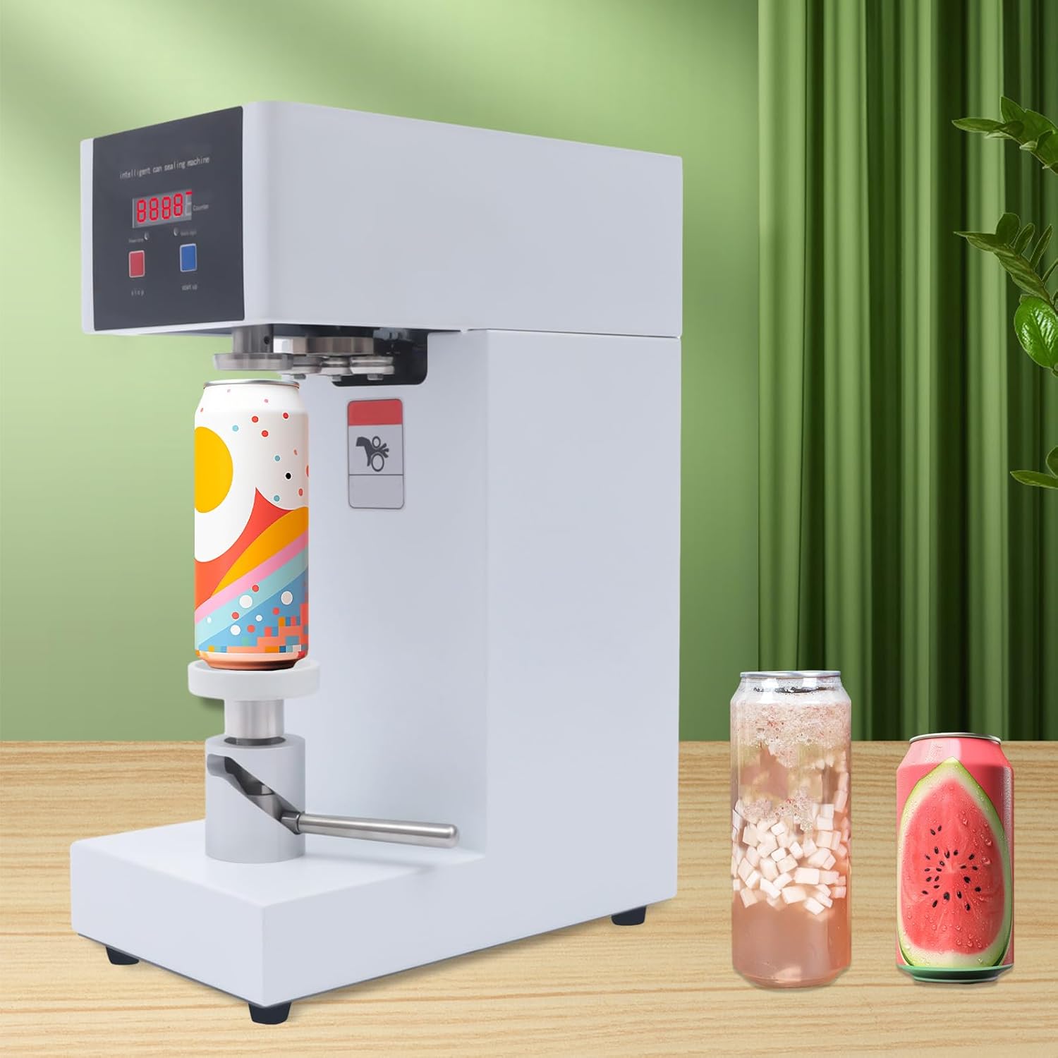Automatic Can Sealing Machine, 2.2Inch Sealing Machine, 14.5-20Cm Height Impulse Sealer, Suitable for Use at Home, Bar, Cafe, Restaurant, Beverage Store, Fast Food Restaurant