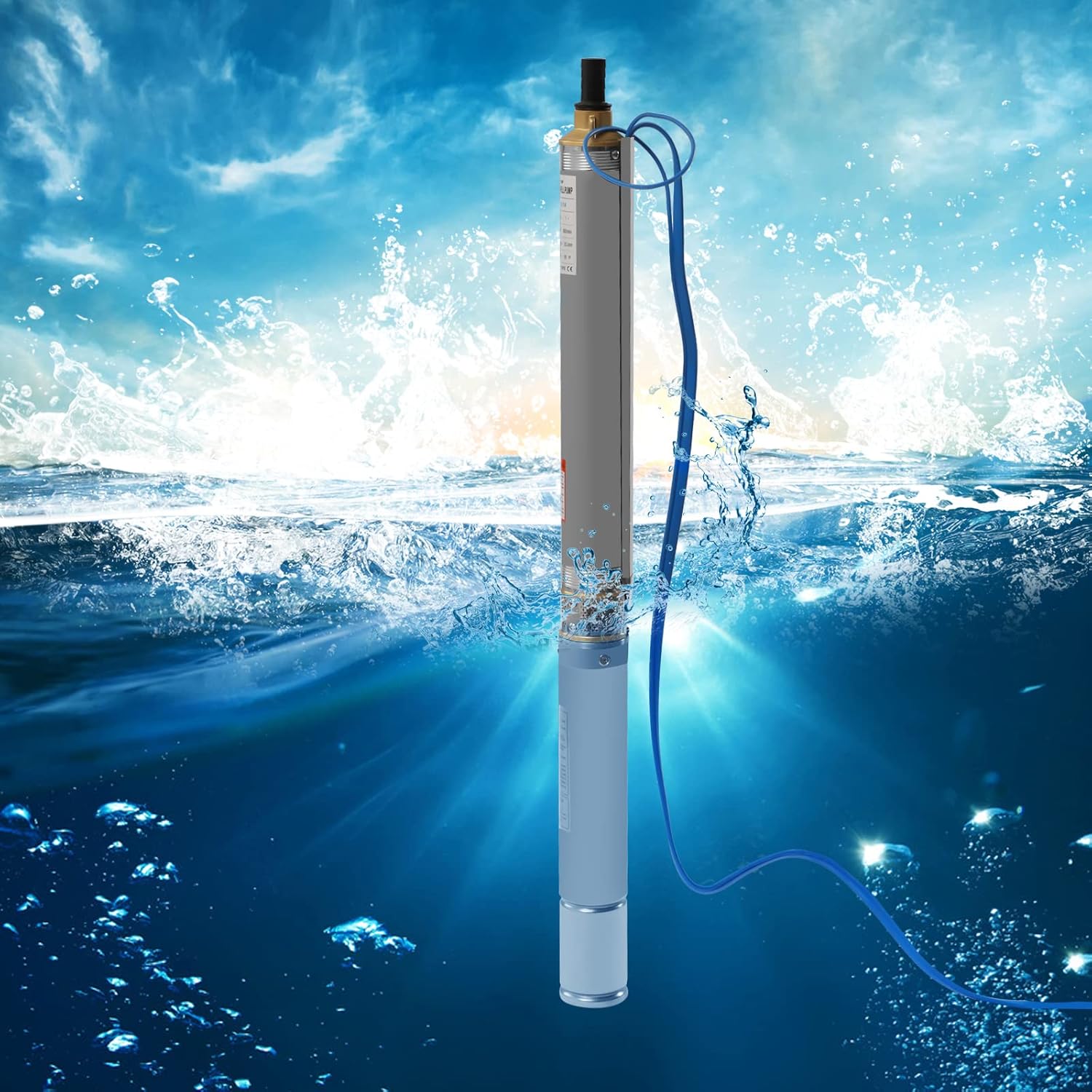 Deep Well Pump, 3" 1Hp 750W New Screw Pump Submersible Water Deep Well Pump 110V/60Hz w/Control Box Stainless-Steel Pump Groundwater up to 380ft Deep for Industrial Irrigation Home Use