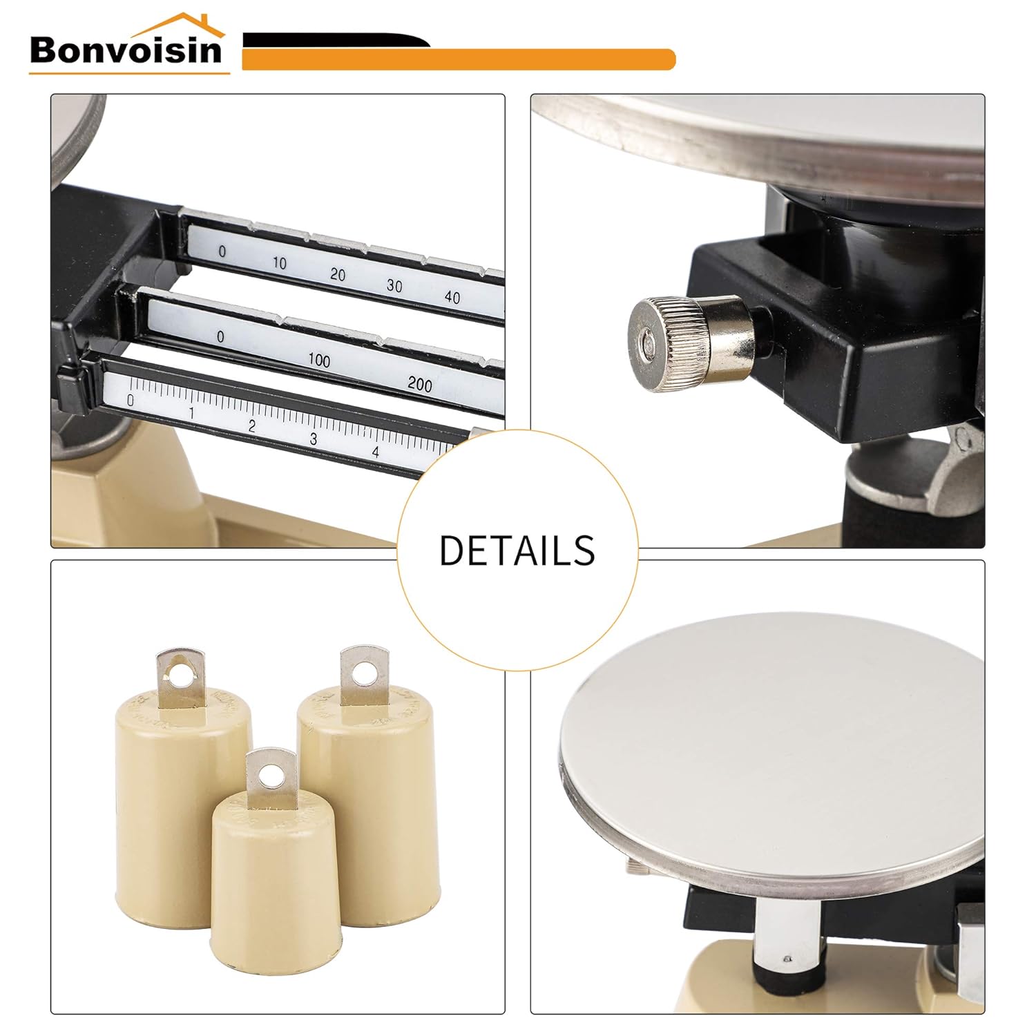 Triple Beam Scale Bonvoisin Lab Mechanical Balance 2610g/0.1g with Stainless Steel Weighing Platter (Triple Beam Scale)