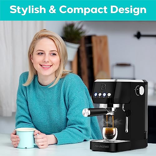 CASABREWS Espresso Machine 20 Bar, Professional Coffee Maker Cappuccino Latte Machine with Steam Milk Frother, Espresso Coffee Machine with 49oz Removable Water Tank, Stainless Steel, Gift for Dad Mom