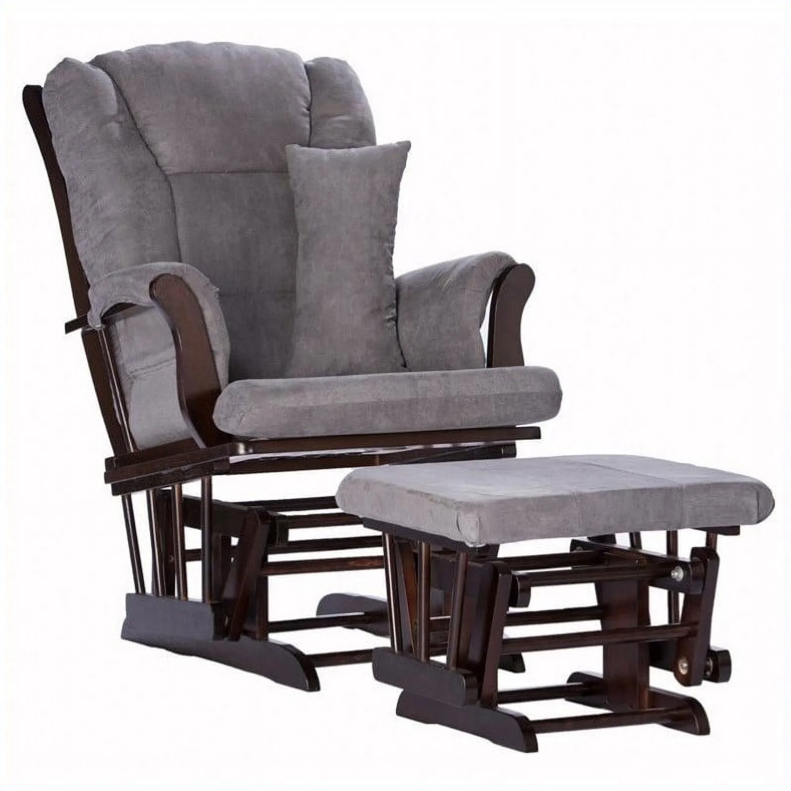 Kingfisher Lane Custom Glider and Ottoman in Espresso and Grey