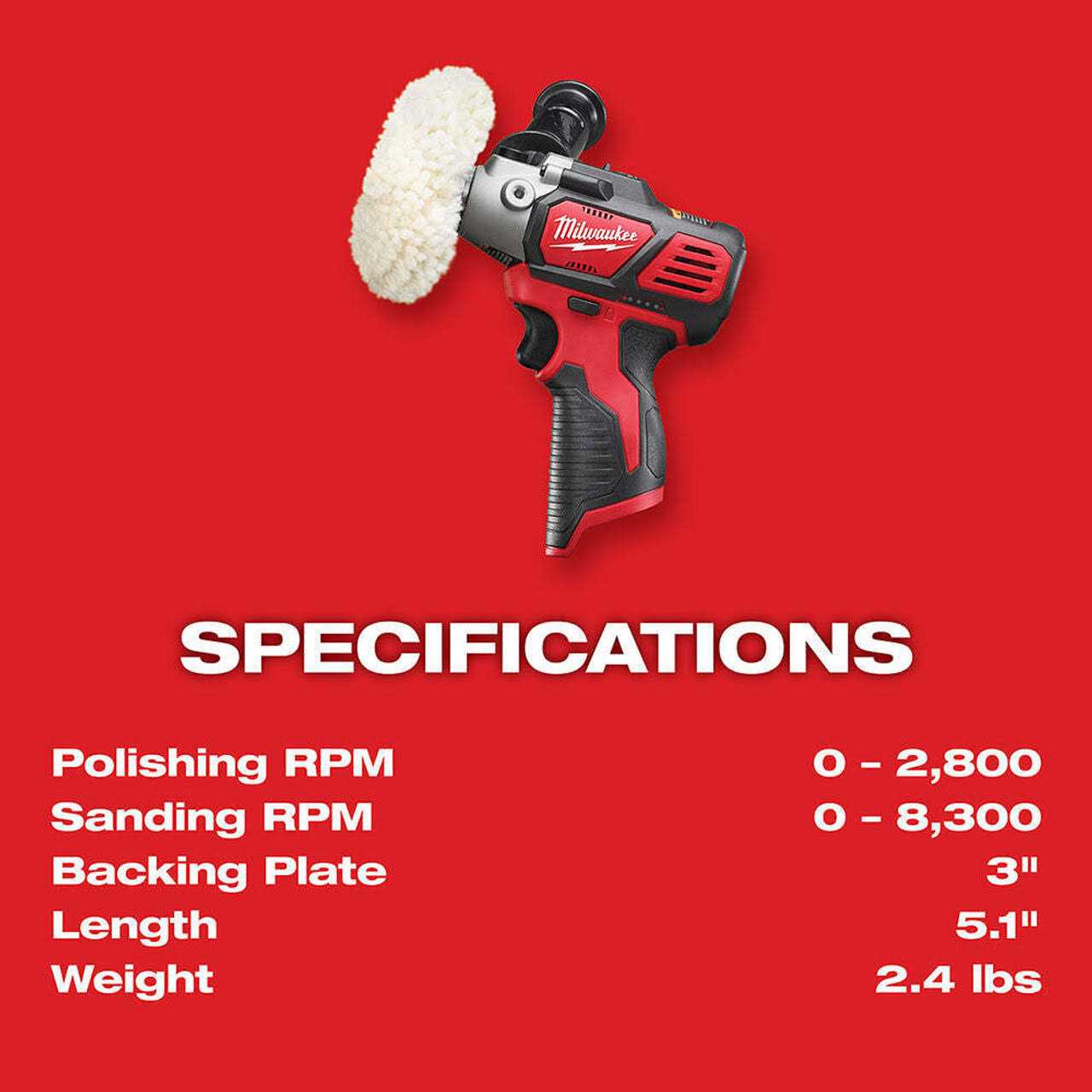 2438-20 Milwaukee M12 Variable Speed Polisher/Sander - Shop Hardware Tools Online Store