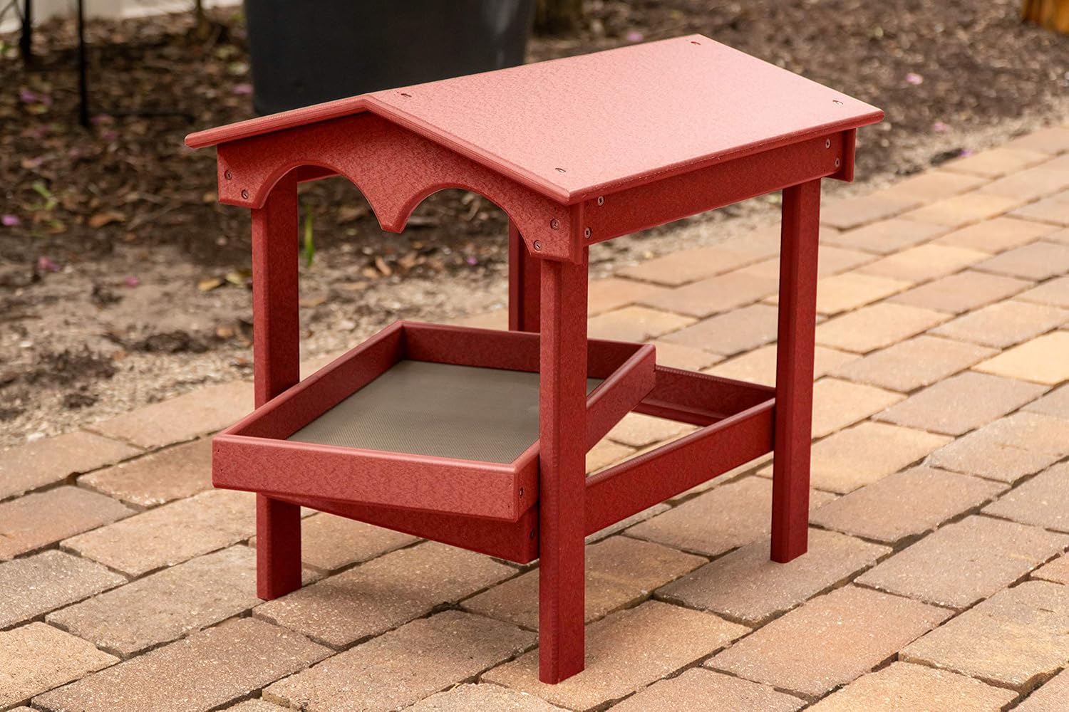 DutchCrafters Large Covered Ground Feeder with Removable Tray for Birds and Wildlife, Made from Plastic Poly - Amish Made in America (Turf Green)