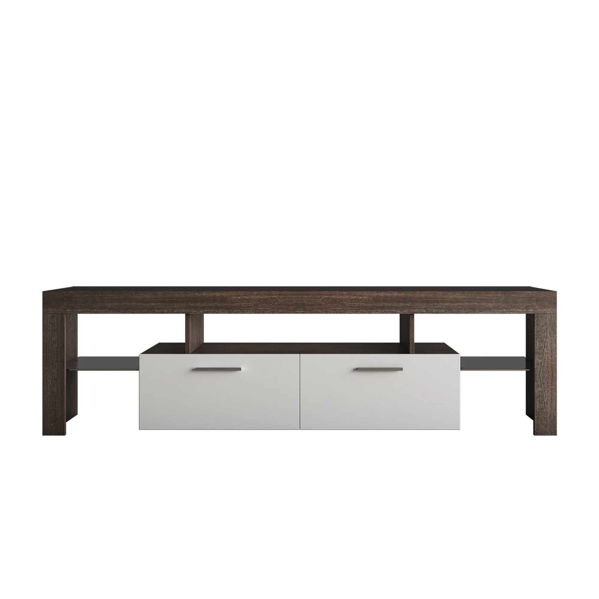 paproos TV Stand for 70 Inch TV, Farmhouse TV Console Table with Storage Drawers and Media Shelves, 16 Colors LED Light&Remote Control, Entertainment Center Television Cabinet for Living Room, Brown