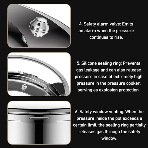 Stainless Steel Pressure Cooker, 10L/12L/16L Stovetop Pressure Canner with Easy Lock Lid, Fast Cooking Canning Pot Compatible with Gas & Induction Cookware, Electric Stoves