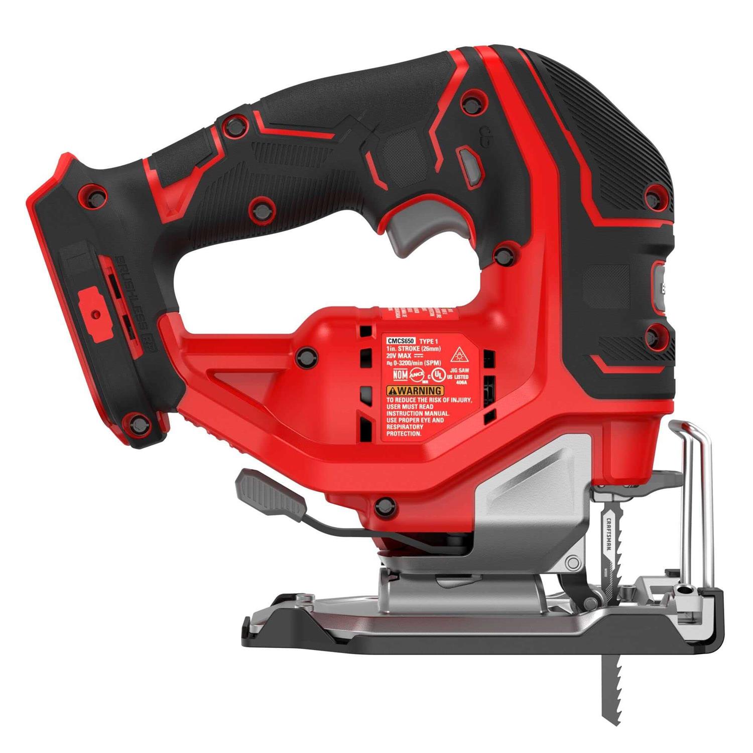 Craftsman Jig Saw CMCS650B V20 RP 20-Volt Max Brushless Variable Speed Keyless Cordless - Shop Hardware Tools Online Store