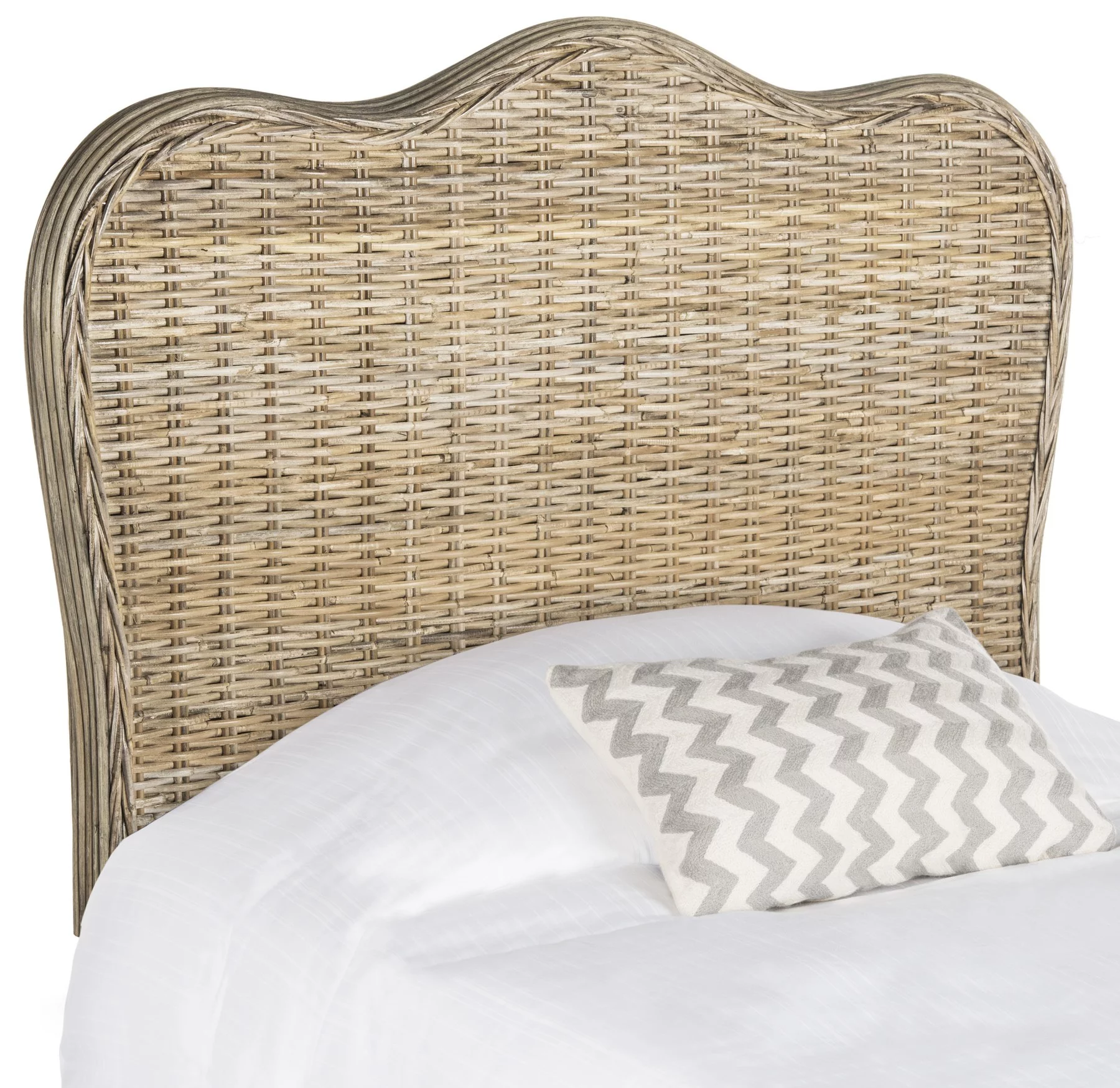 SAFAVIEH Imelda Coastal Rustic Rattan Headboard, Twin, Grey