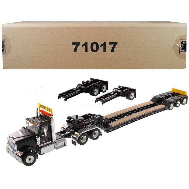 International HX520 Tandem Tractor Black XL 120 Lowboy Trailer 1/50 Diecast Model Diecast Masters 71017