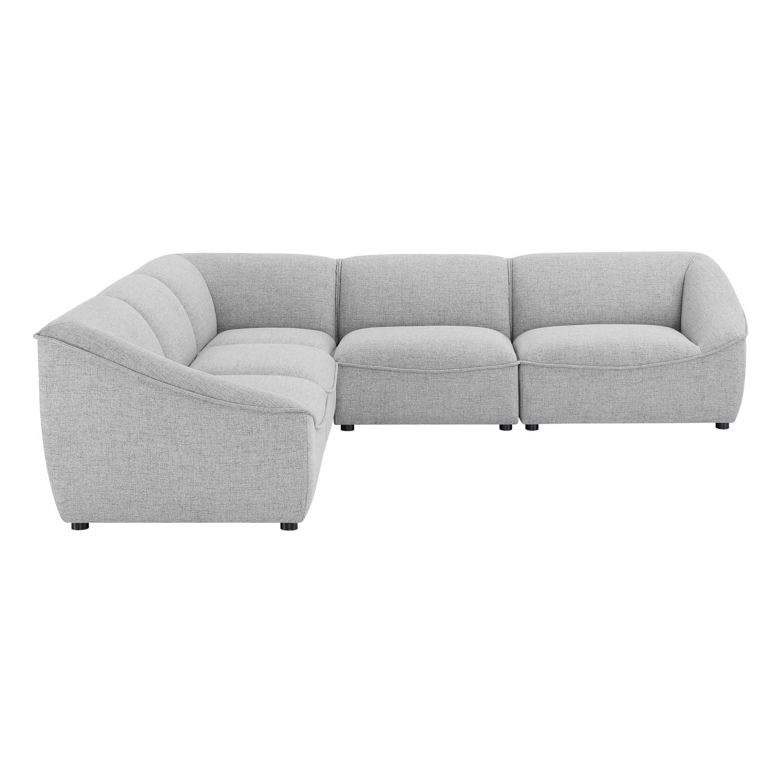 Modway Comprise 5-Piece Sectional Sofa in Light Gray