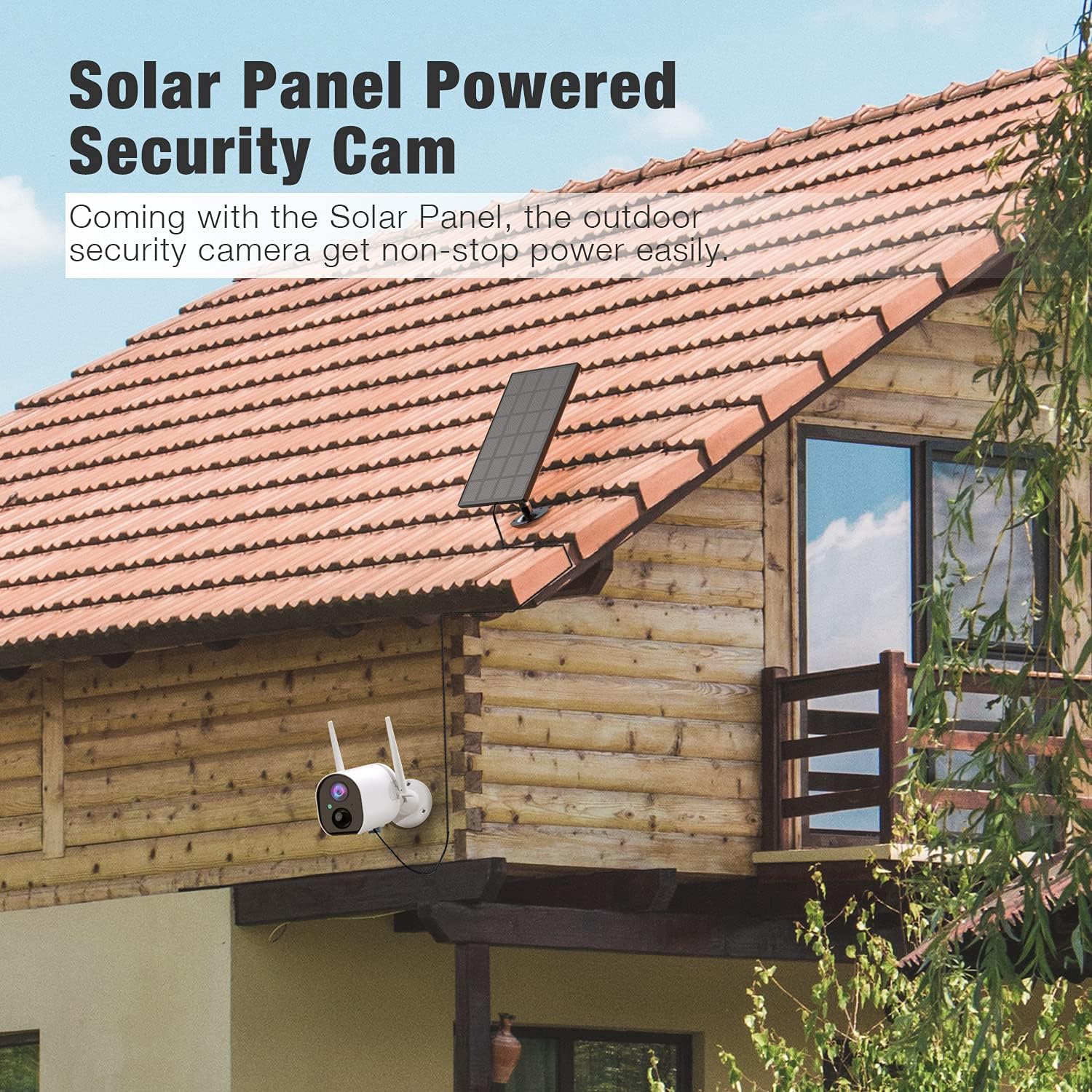 Wireless Outdoor Security Camera, 1080P Solar Camera Security Outdoor, WiFi Camera Outdoor with Rechargeable Battery, 2-Way Audio, Night Vision, PIR Motion Detection, IP65 Waterproof,Cloud/SD Storage