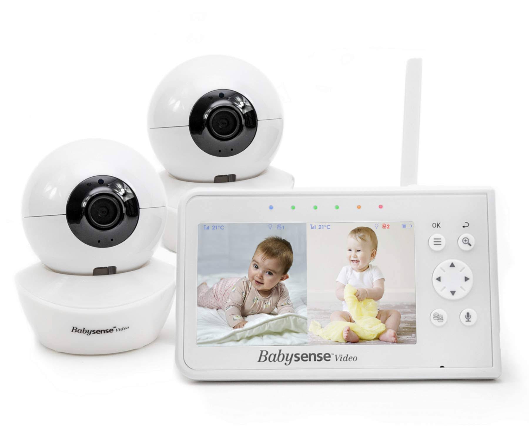 Babysense 4.3 Split Screen, Video Baby Monitor with Two Cameras and Audio