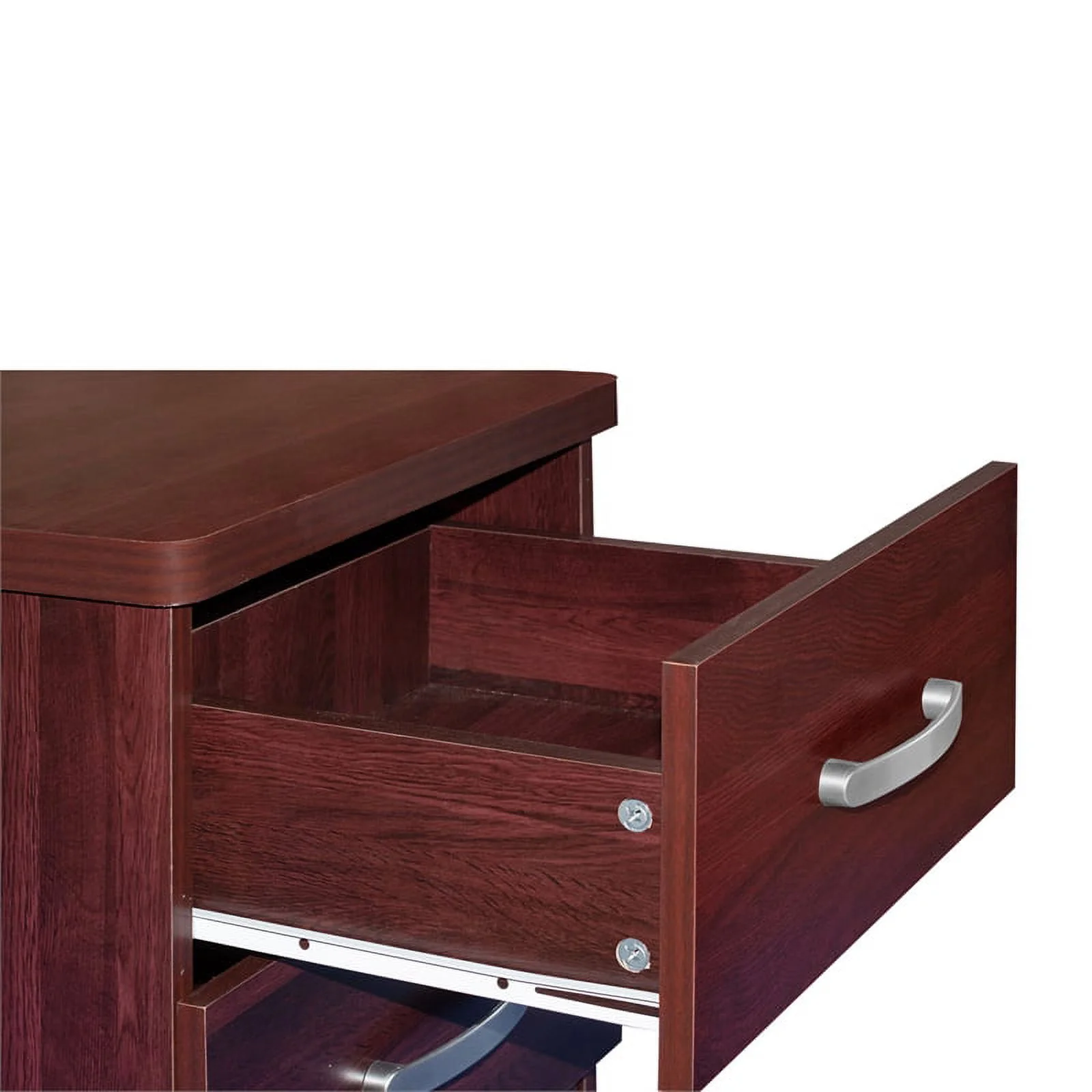 Home Square 2-Piece Set with Dresser with Lock 2-Drawer Nightstand in Mahogany
