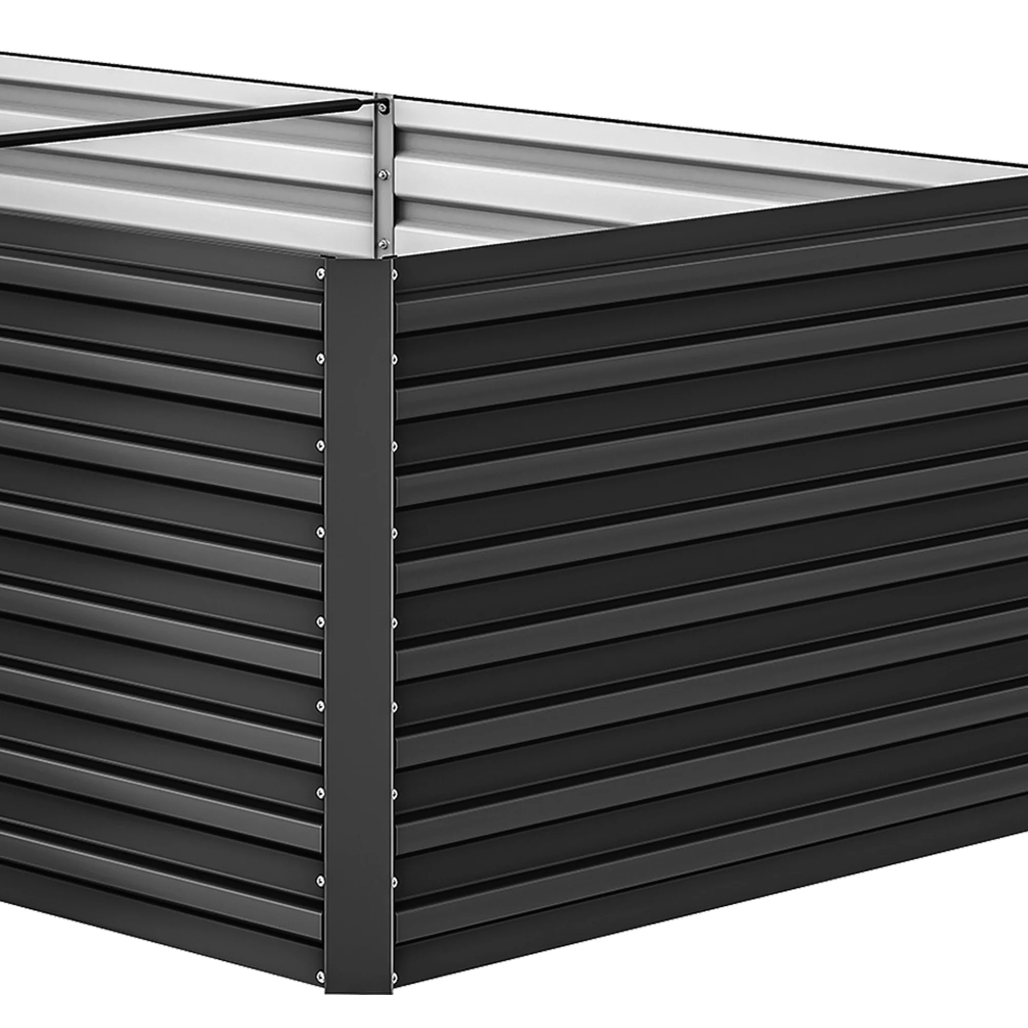 ModFusion 6x3x2 Ft, Metal Galvanized Planter Box Kit, Support Rod, Corner Panel Protection, Raised Garden Composting Bed, Dark Gray - Curated Treasures Market