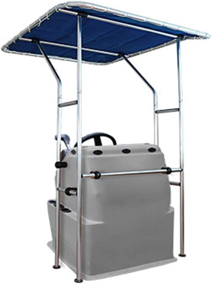 Summerset T-Top Tower Bimini Shade Center Console Boat Cover Frame and Canvas - Sunlight Rated Marine Canvas - 68" L x 56" W x 79" H