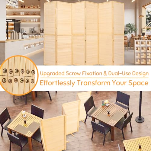 Bamboo Room Divider Folding Privacy Screens, Wall Divider for Room Separation, Portable Room Partitions and Dividers, 5.6FT Bamboo Mesh Woven Room Divider Panel (Brown, 4 Panel)