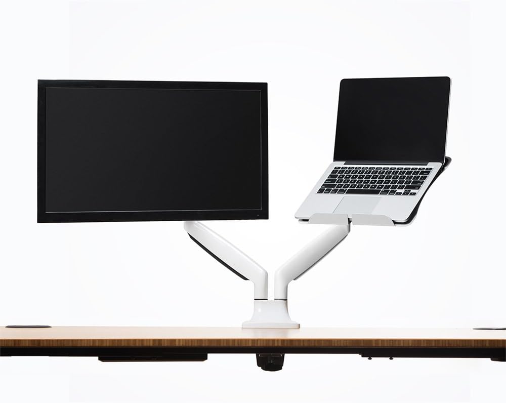 Fully Jarvis Dual Monitor Mounting Arm - fits up to 32" Computer Displays (Dual, White)