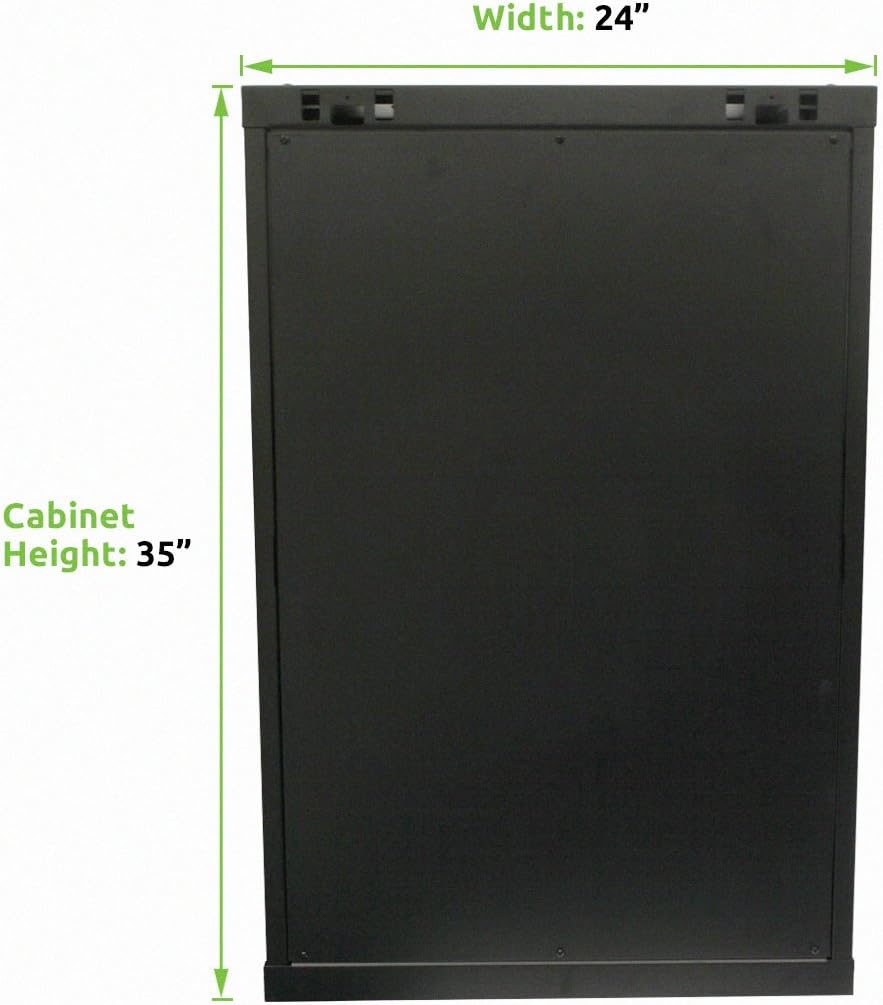 NavePoint 18U Deluxe IT Wallmount Cabinet Enclosure 19-Inch Server Network Rack with Locking Glass Door 16-Inches Deep Black