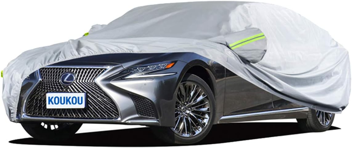 KouKou 6 Layers Car Cover Waterproof All Weather for Automobiles, Fit Sedan Toyota Corolla/Prius, Honda Insight, Nissan sentra, BMW 3 Series, Lexus is250, Subaru WRX etc (185 X 70 X 59 inches )