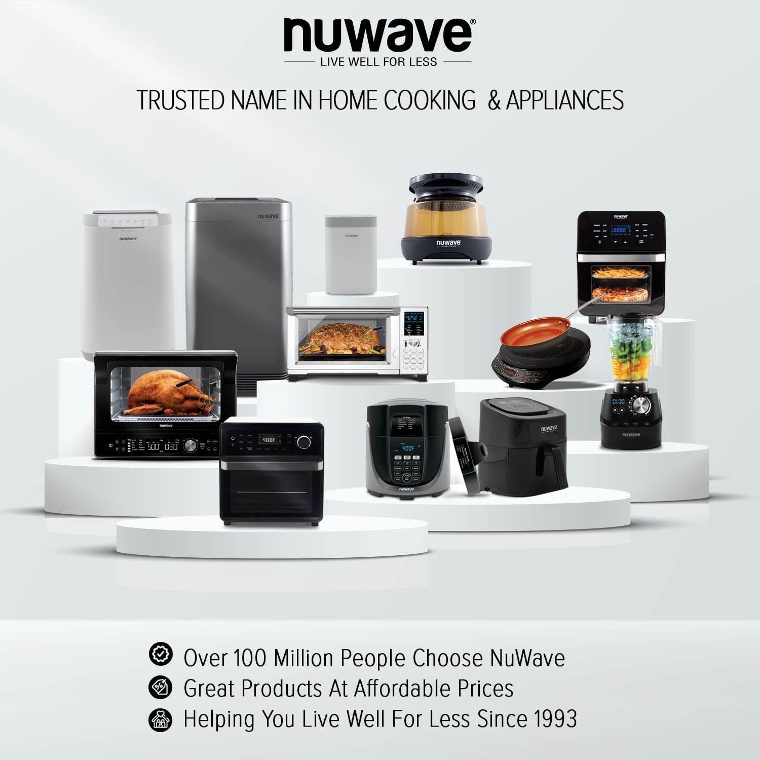 Nuwave Duet Pressure Cook and Air Fryer Combo Cook; Stainless Steel Pot & Rack; Non-Stick Air Fryer Basket; Steam, Sear, Saute, Slow Cook, Roast, Grill, Bake, Dehydrate, Pressure Cook & Air Fry