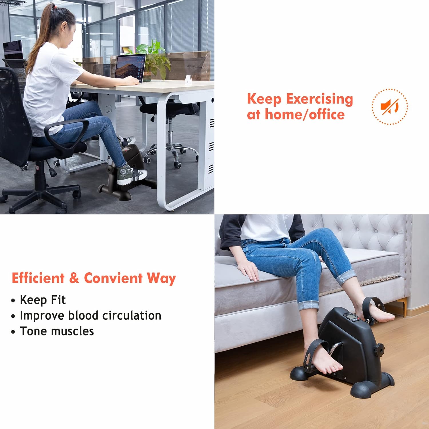 GOREDI Under Desk Bike Pedal Exerciser, Upper & Lower Peddler Exerciser for Seniors with Electronic Display, Foot Pedal Exerciser for Seniors,Arm/Leg Exercise Pack of 2