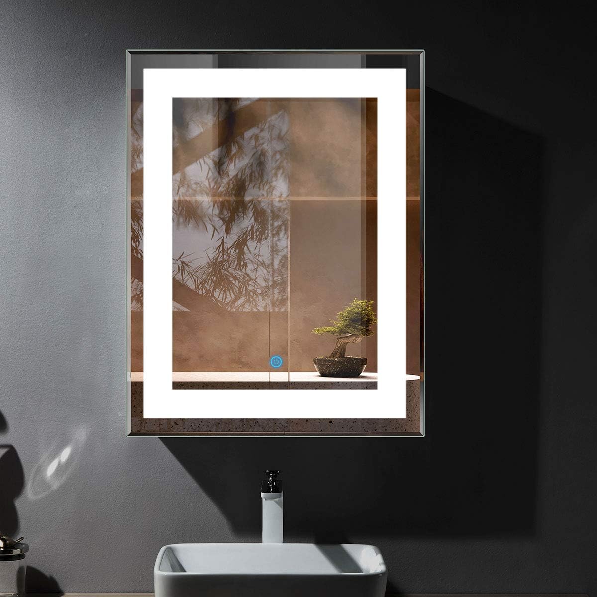 BHBL 60 x 36 Inch Illuminated LED Bathroom Mirror with Smart Button, Anti Fog, Dimmable, Bluetooth Speakers, Vertical & Horizontal Mount, Hotel Office Bar Mirror (D224-6036A)