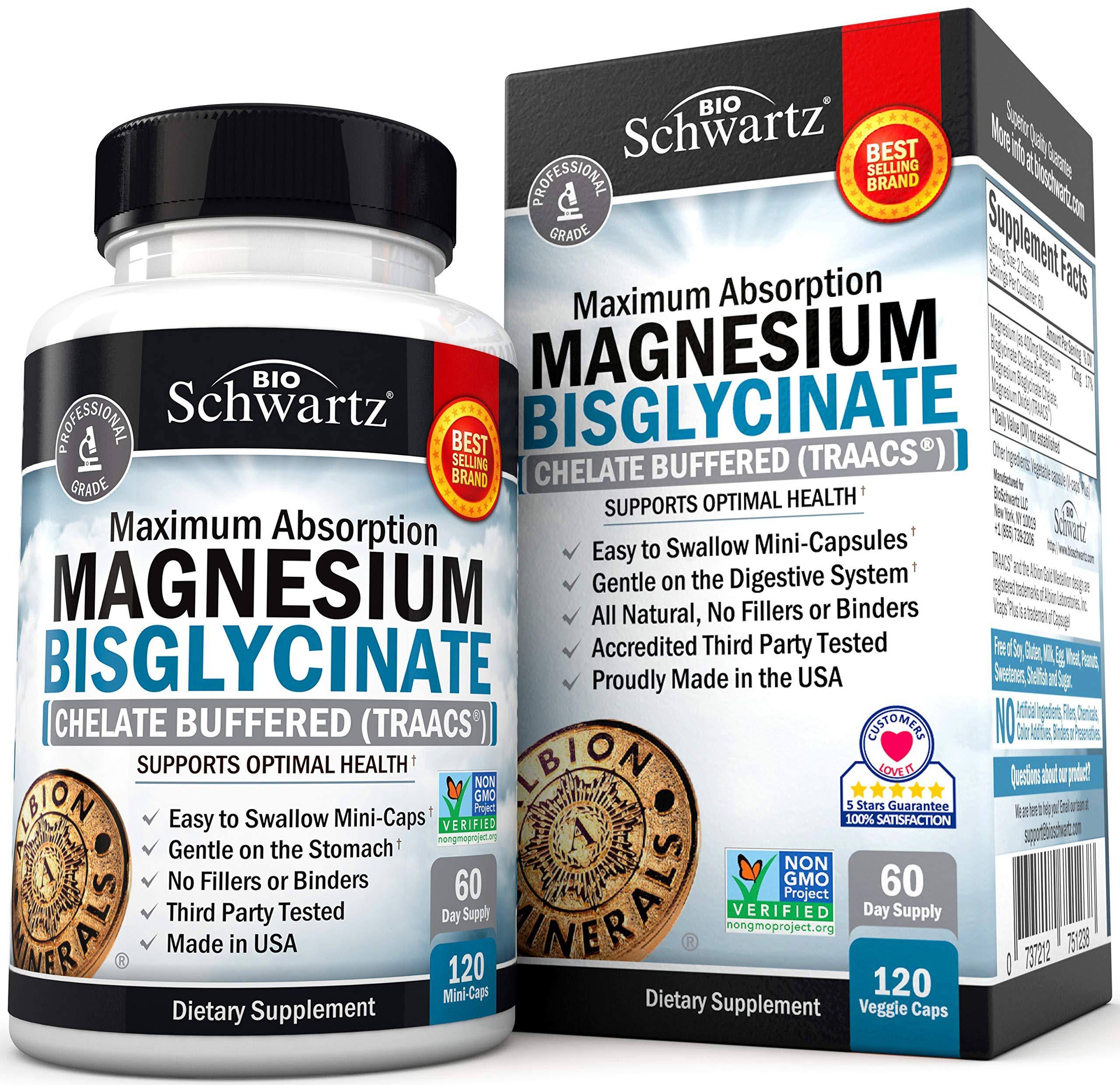 Magnesium Bisglycinate 100% Chelate Traacs. No-laxative Effect. Maximum &amp; Fully - Megean