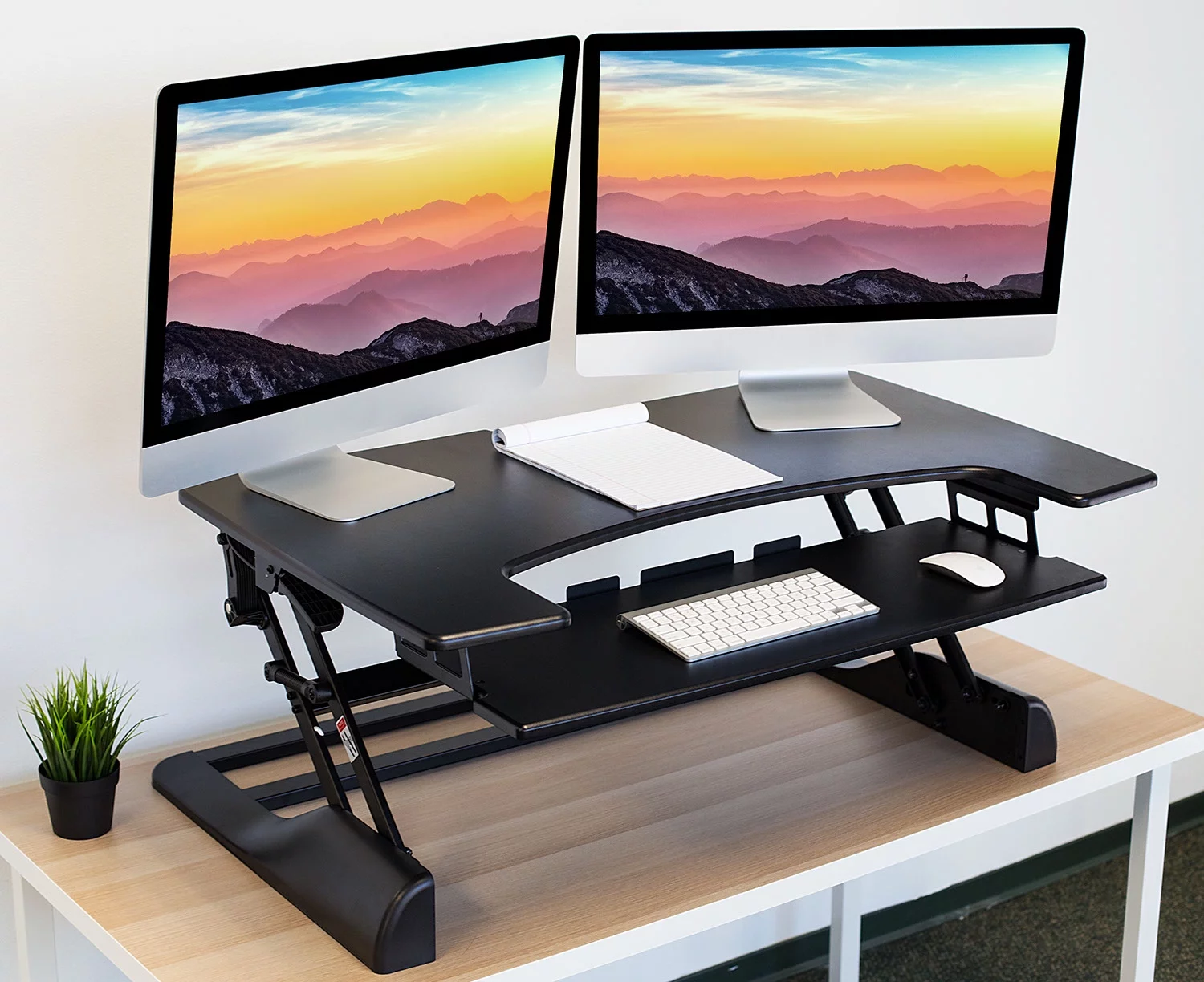 Mount-It! Extra Wide, Height Adjustable, Black, Steel, Standing Desk Converter, Ergonomic