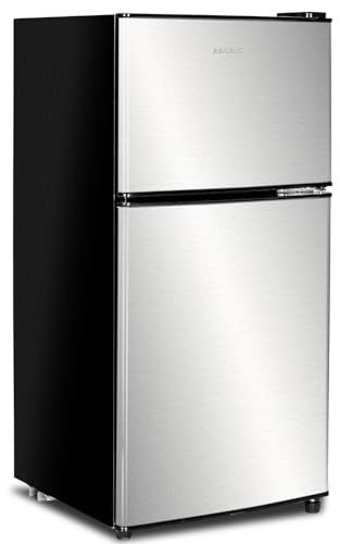 Anukis Compact Refrigerator 3.5 Cu Ft 2 Door Mini Fridge with Freezer For Apartment, Dorm, Office, Family, Basement, Garage