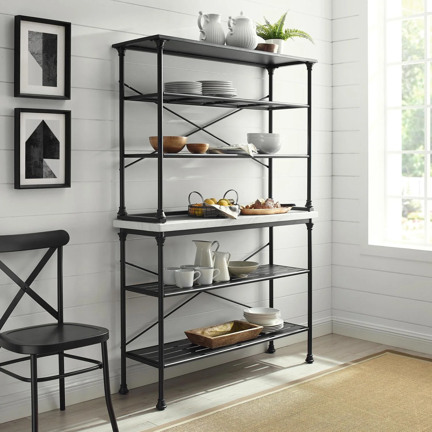 HomeStock Retro Renaissance Baker's Rack Matte Black - Console & Hutch