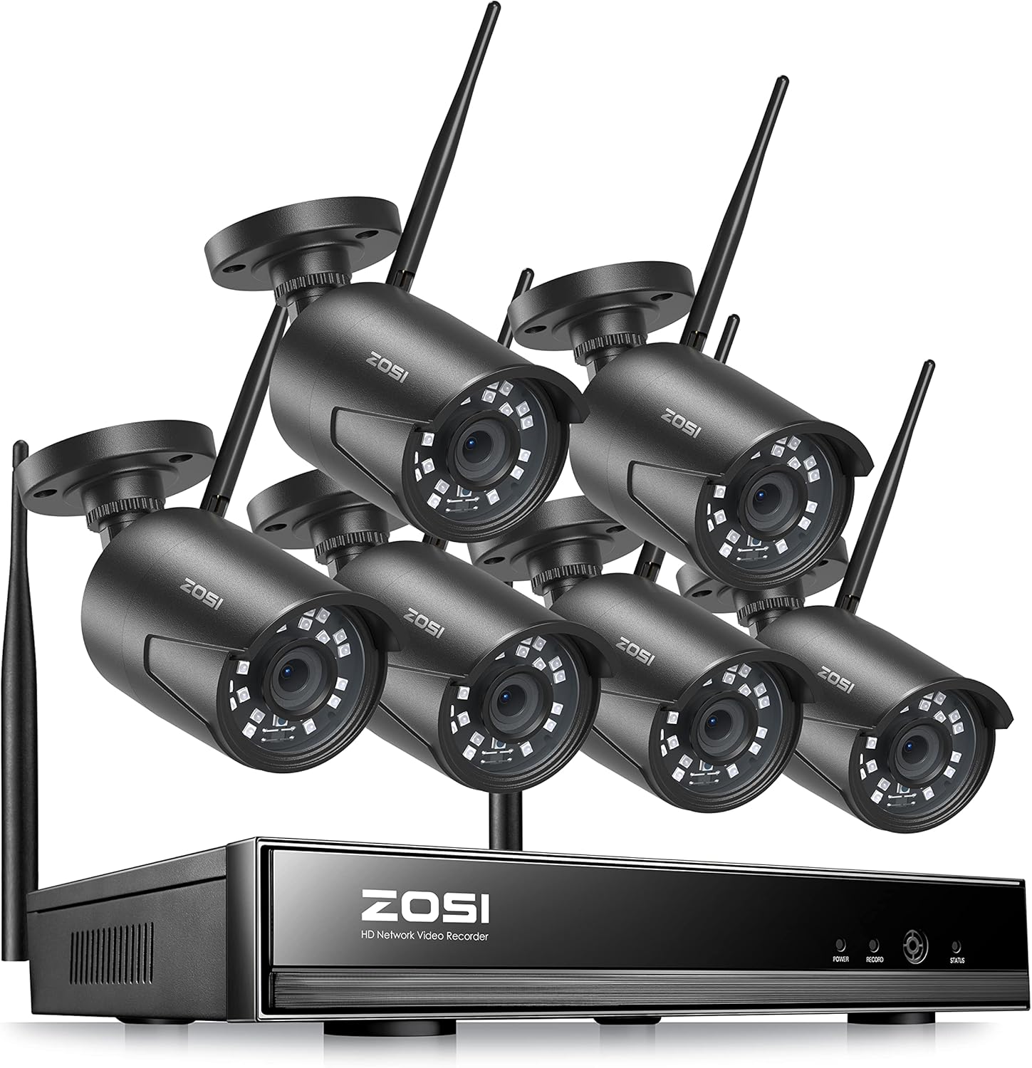 ZOSI H.265+ Full 1080p Home Security Camera System Outdoor Indoor, 5MP-Lite CCTV DVR 8 Channel and 4 x 1080p (2MP) Day Night Vision Weatherproof Surveillance Bullet Camera, Motion Alerts (No HDD)