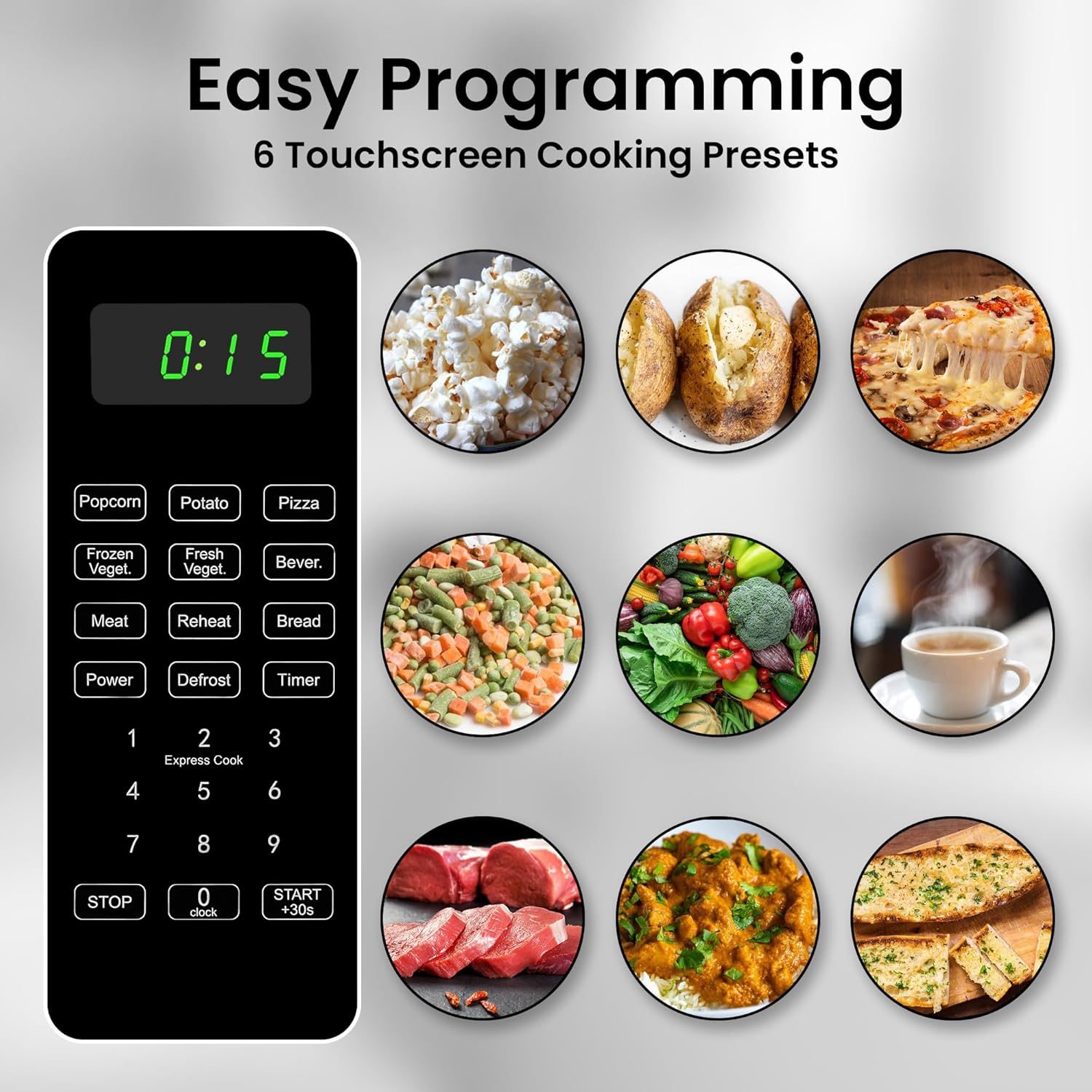 Countertop Microwave Oven Small 0.7 cu ft With Digital Display, Black Microwave Countertop has 10 Power Levels & Auto Defrost Function Compact Microwave for Dorm With Child Lock