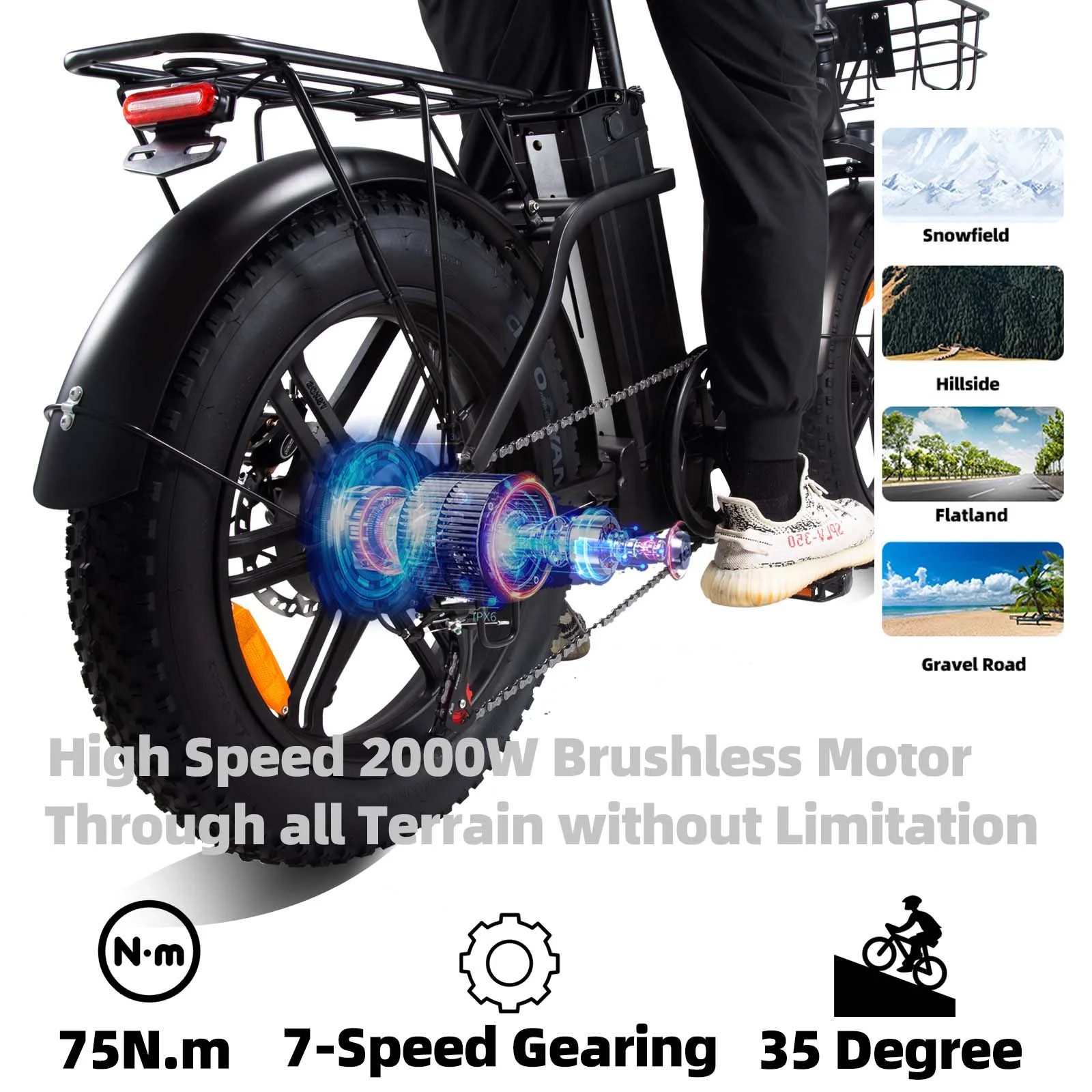 KETELES 20 Fat Tire Electric Bike for Adults, 1000W Electric Bicycle, Electric Mountain Bicycle Commuter Snow Bike Ebike E-bike with 48V 17.5AH Removable Battery