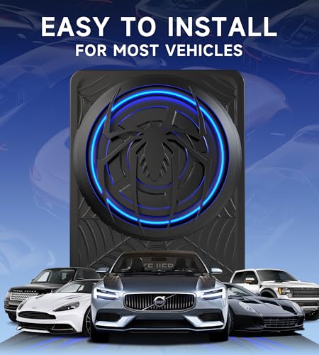 1200W Subwoofer, Slim Underseat Car Subwoofer and Amp Package with Ambient Light, Individual Control for Low Pass/Gain/Boost Bass, Loud Stereo Sound, Deep Bass Perfect for Truck/SUV/Jeep/MPV (Black)
