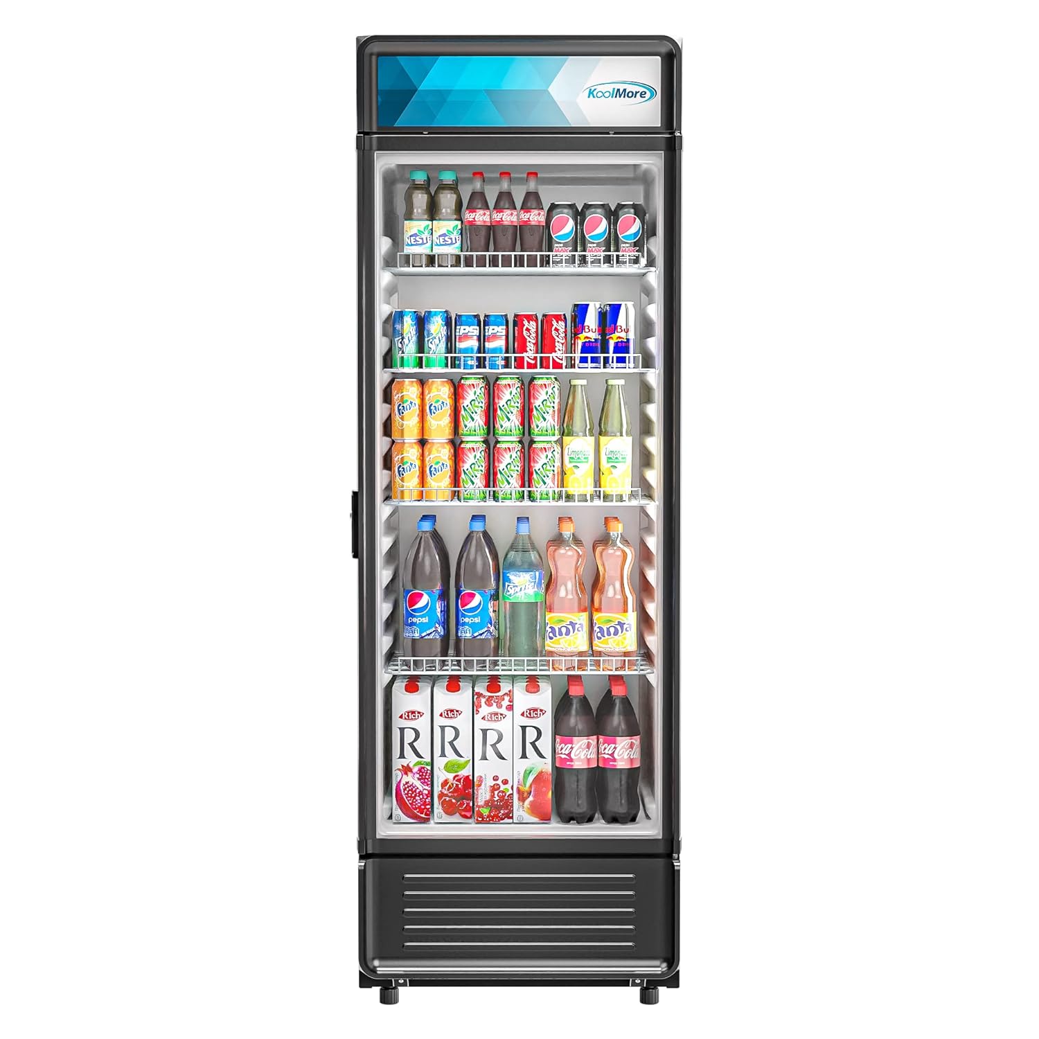 KoolMore MCF-16C Commercial Ice Cream Freezer Display Case, 16 Cu. Ft, White & Commercial One Glass Door Display Upright Beverage Refrigerator Cooler Merchandiser - 12 Cu. Ft [Black] (MDR-1GD-12C)