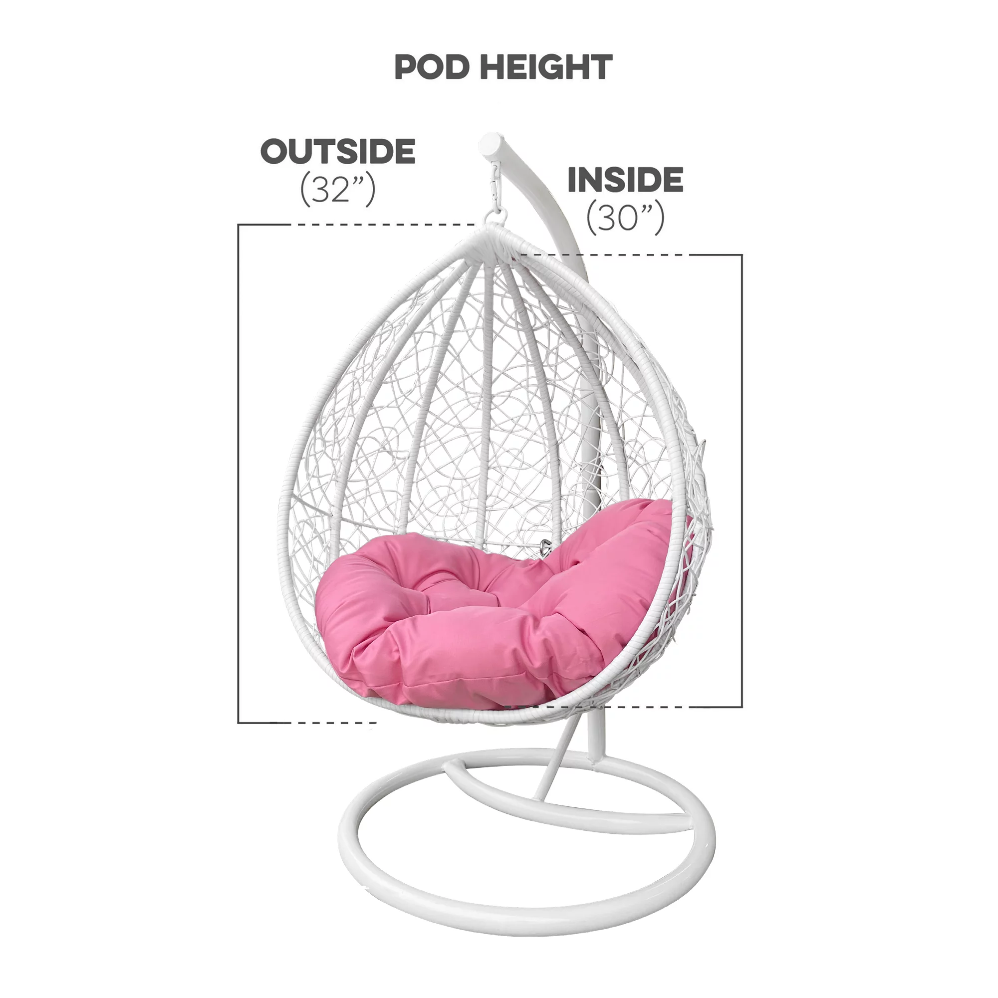 M&M Sales Enterprises Polyester Hanging Egg Chair with Cushion and Stand - White