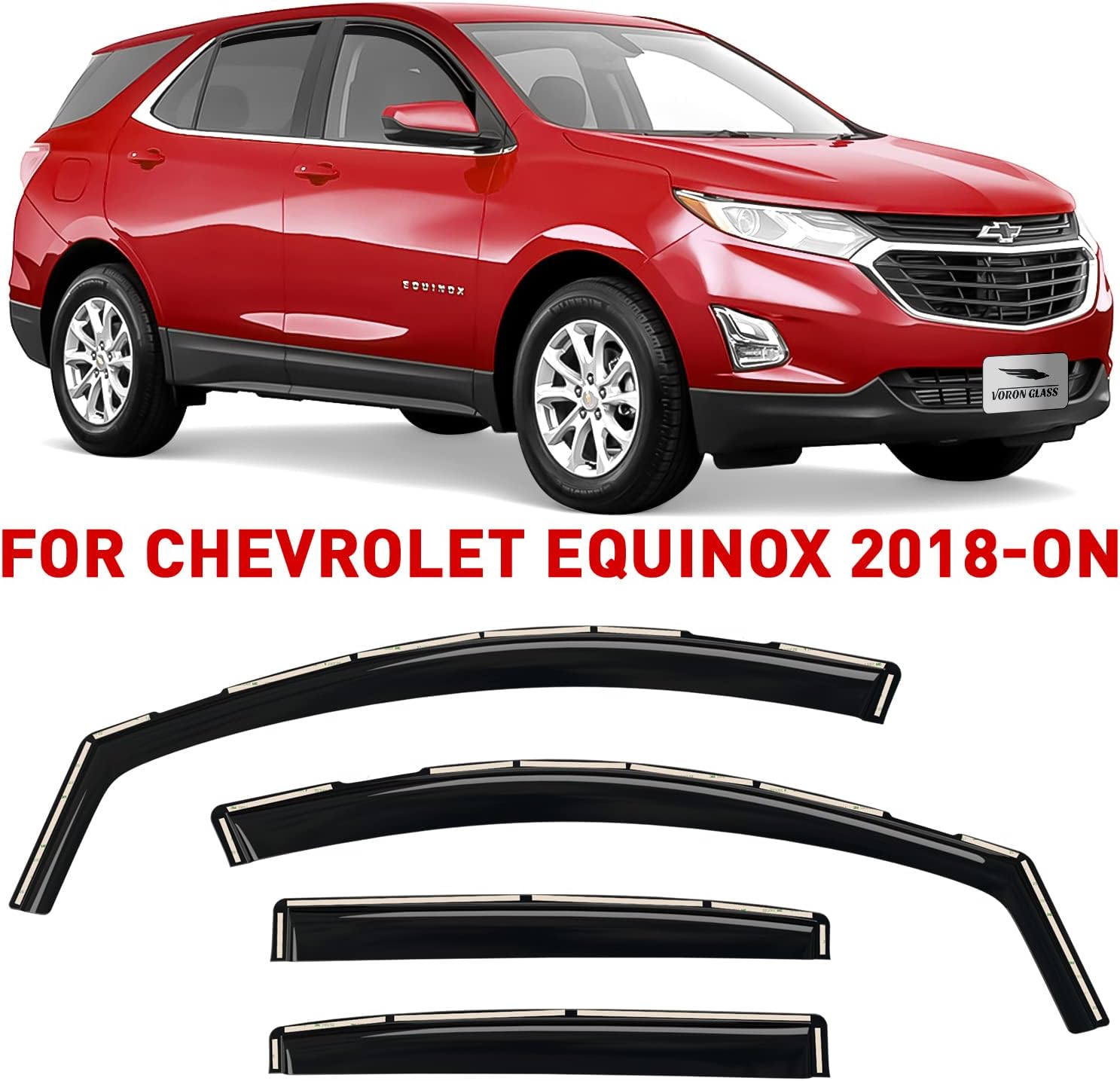 Voron Glass in-Channel Extra Durable Rain Guards for Chevrolet (Chevy) Equinox 2018-2022, Window Deflectors, Vent Window Visors, 4 Pieces - 220126 Pack of 2